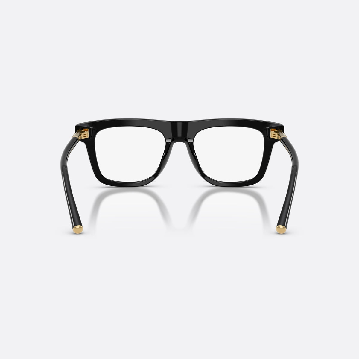 Dolce & Gabbana DG3434 501 eyeglasses, black square frame for men, plain integrated bridge, brand lettering on temples, back view