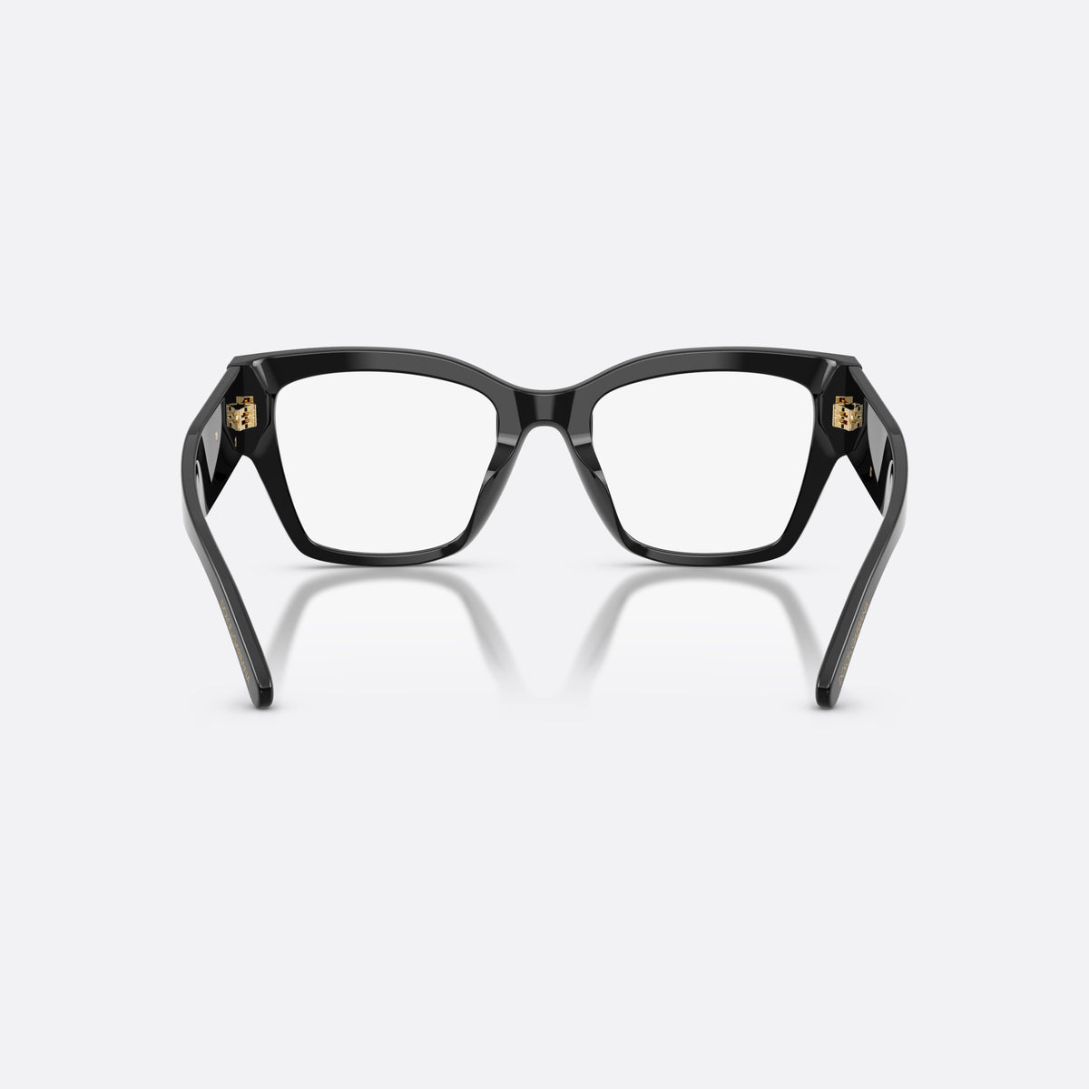 Dolce & Gabbana DG3435B 501 eyeglasses, black butterfly frame for women, plain bridge, brand logo on temples, full-rim frame, back view