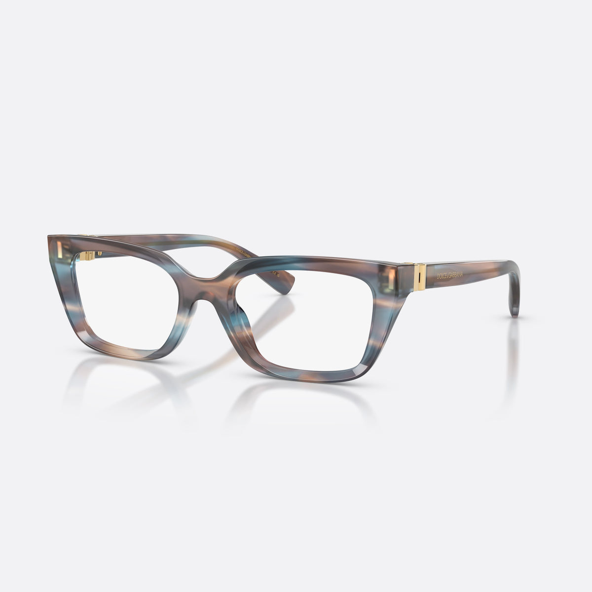 Dolce & Gabbana DG3436 3448 eyeglasses, blue rectangle frame for women, plain bridge with thick acetate, brand lettering on temples