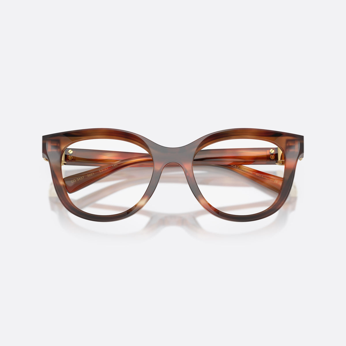 Rame ochelari de vedere Dolce & Gabbana DG3437 3221, phantos havana, pentru femei, punte simplă, integrată în ramă, literele brandului pe braț, cu brațele pliate
