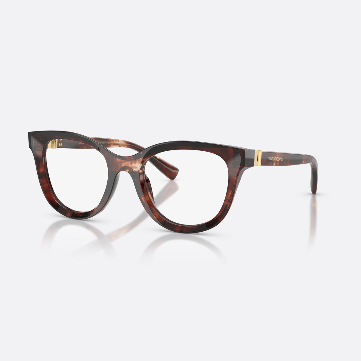 Dolce & Gabbana DG3437 3222 eyeglasses, red phantos frame for women, plain acetate bridge, brand lettering on temples