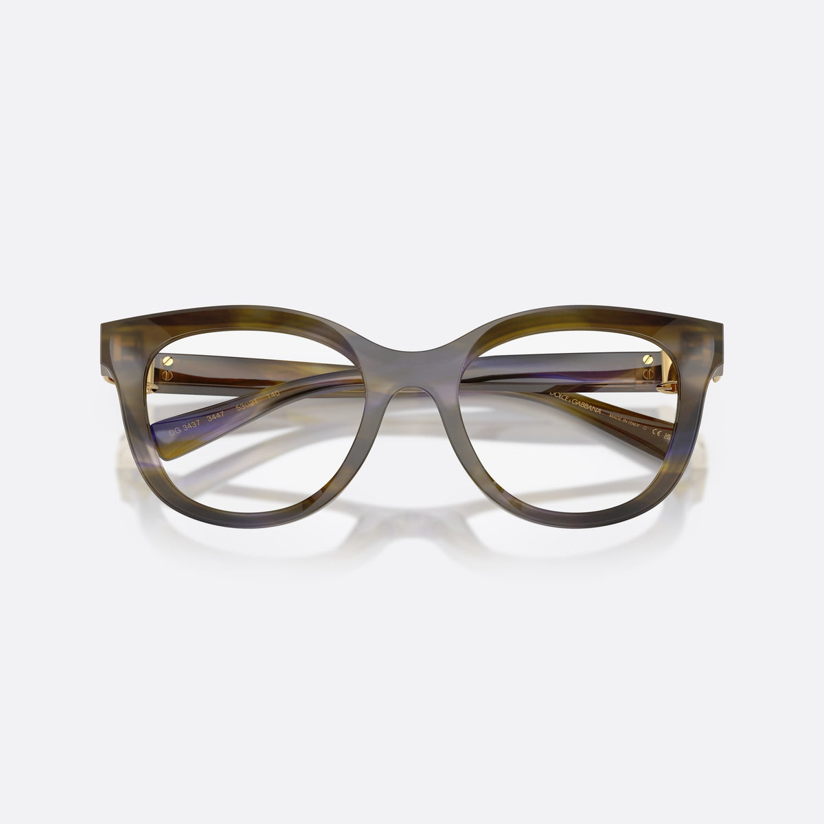 Rame ochelari de vedere Dolce & Gabbana DG3437 3447, phantos verde, pentru femei, punte simplă din acetat, literele brandului pe brațe, cu brațele pliate