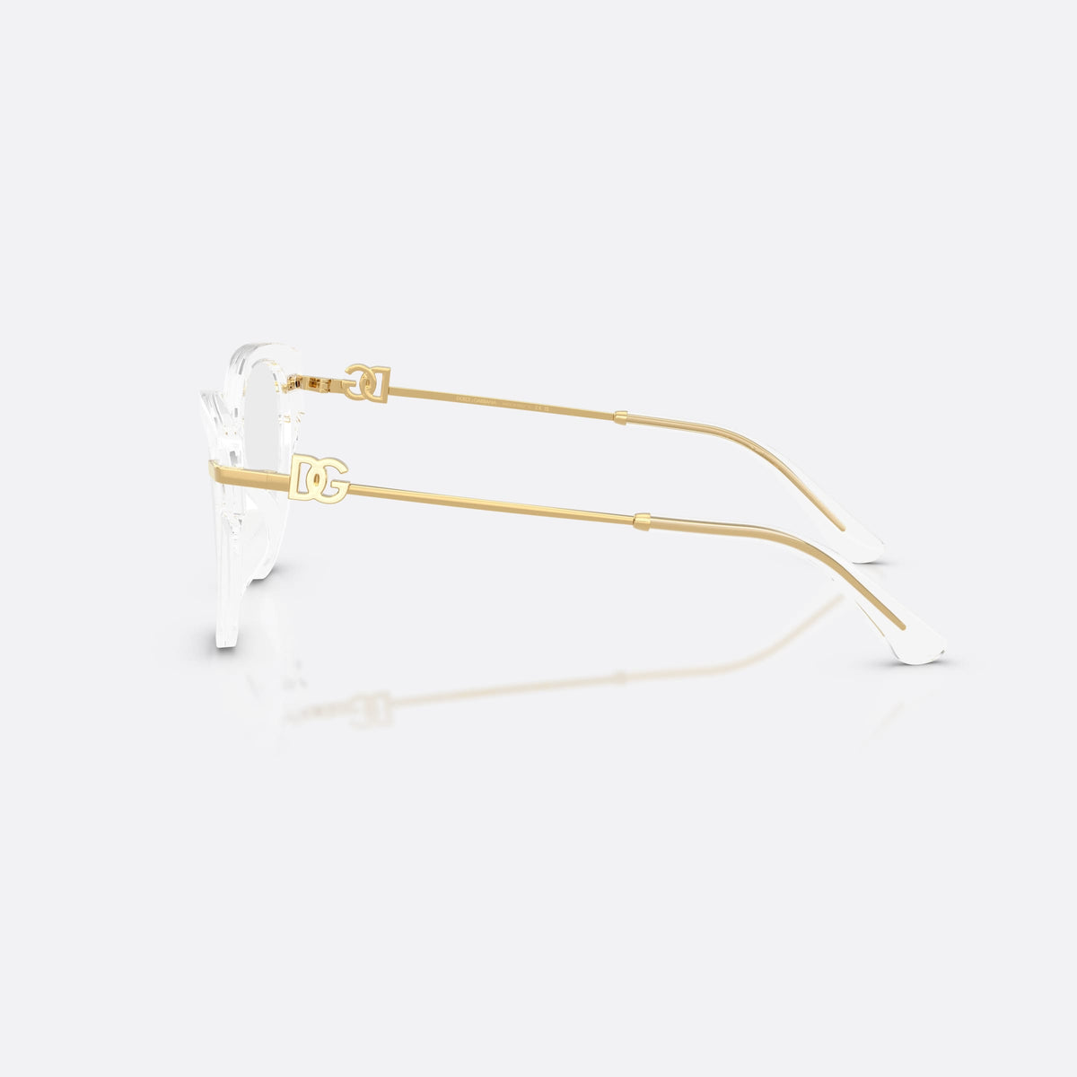Rame ochelari de vedere Dolce & Gabbana DG3438 3133, fluture transparent, pentru femei, punte simplă cu zonă nazală integrată, ramă completă, vedere laterală