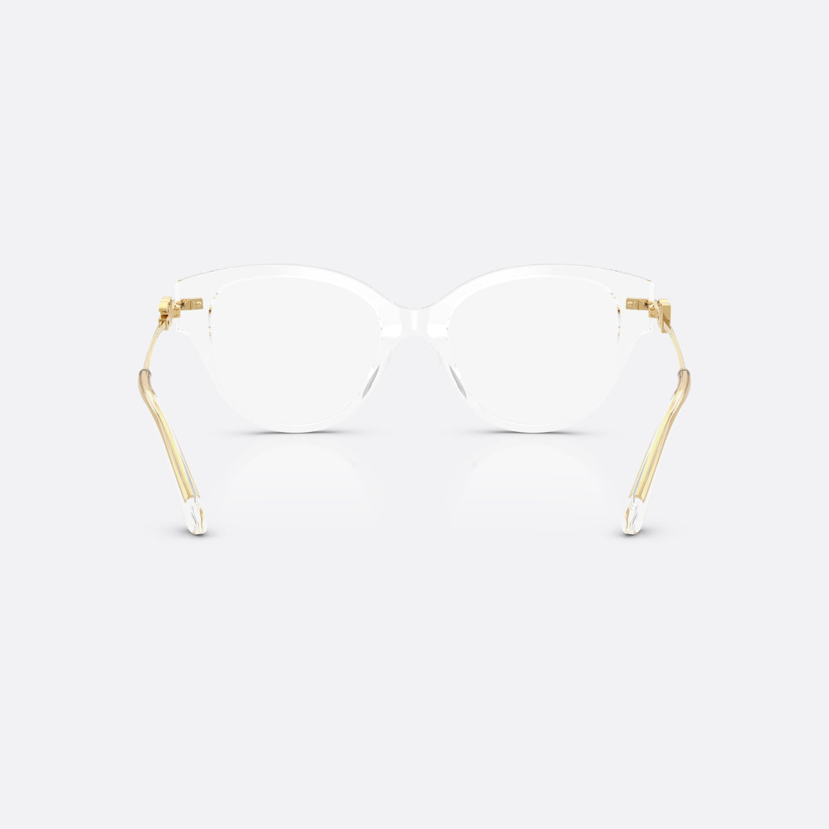 Rame ochelari de vedere Dolce & Gabbana DG3438 3133, fluture transparent, pentru femei, punte simplă cu zonă nazală integrată, ramă completă, vedere din spate