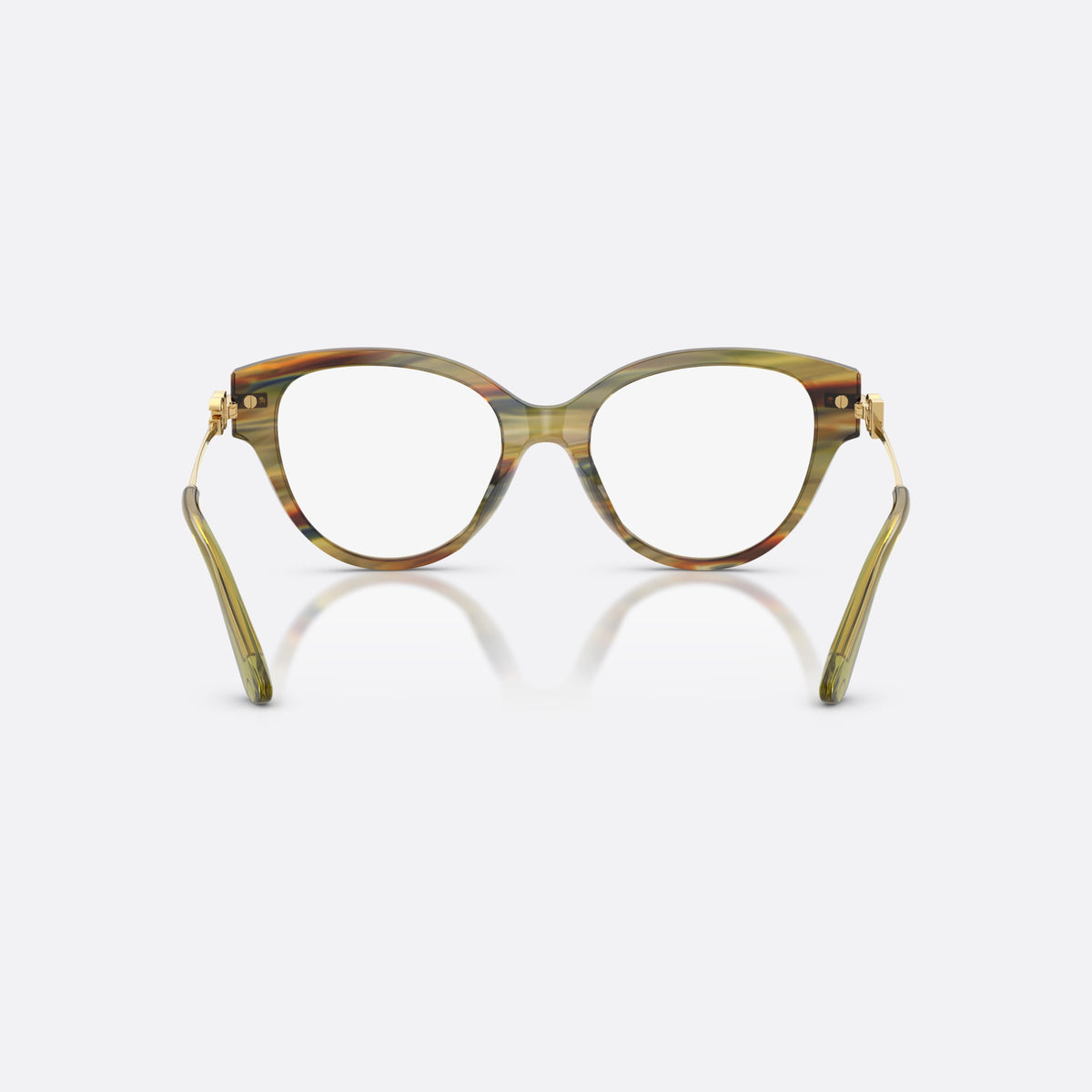 Rame ochelari de vedere Dolce & Gabbana DG3438 3475, fluture verde, pentru femei, punte keyhole, placă cu logoul brandului pe braț, vedere din spate