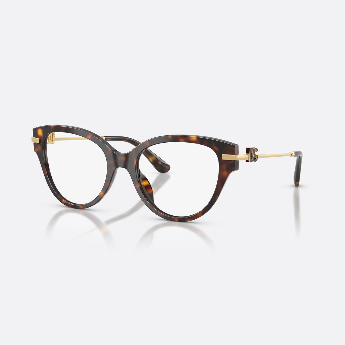 Dolce & Gabbana DG3438 502 eyeglasses, havana butterfly frame for women, plain bridge with curved top