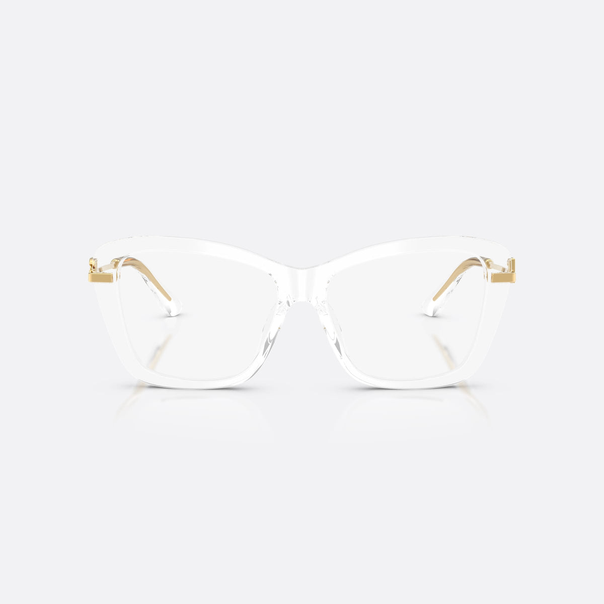 Dolce & Gabbana DG3439 3133 eyeglasses, clear square frame for women, plain integrated bridge, brand logo plaque on temples, front view