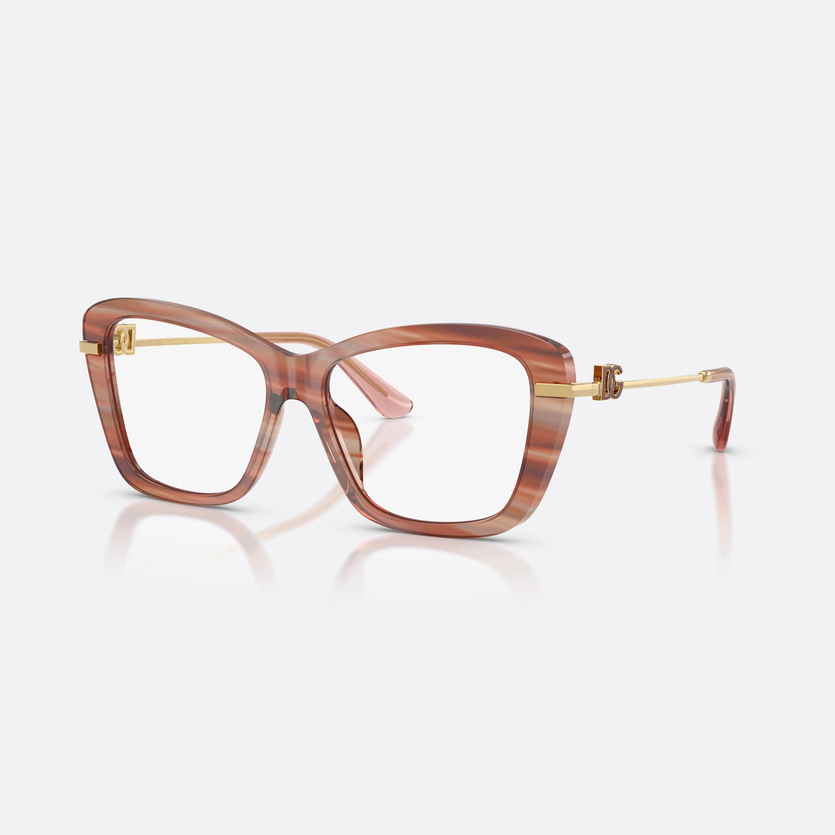 Dolce & Gabbana DG3439 3473 eyeglasses, red square frame for women, plain double bridge, brand logo on temples