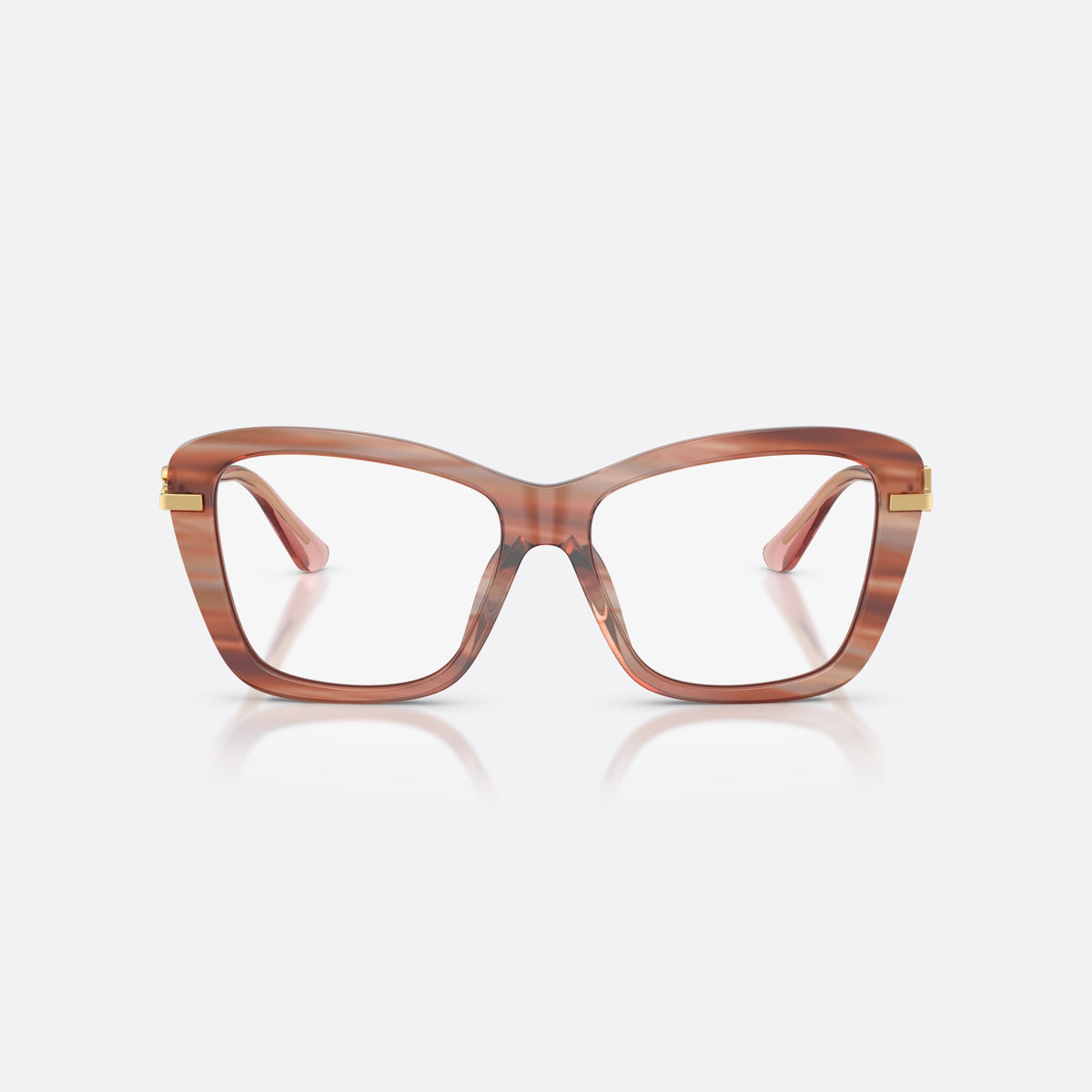 Dolce & Gabbana DG3439 3473 eyeglasses, red square frame for women, plain double bridge, brand logo on temples, front view