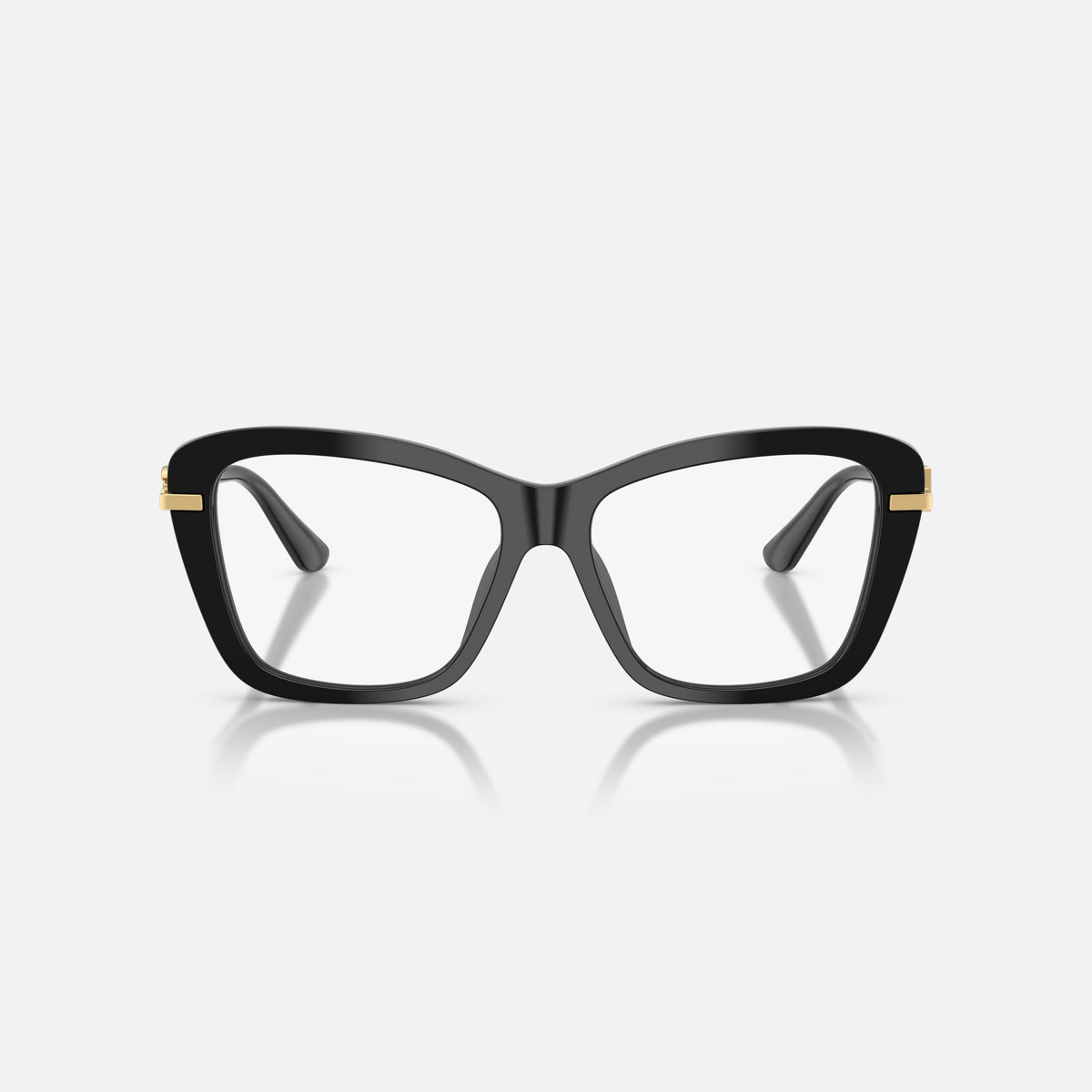 Dolce & Gabbana DG3439 501 eyeglasses, black square frame for women, keyhole bridge, brand logo plaque on temples, front view