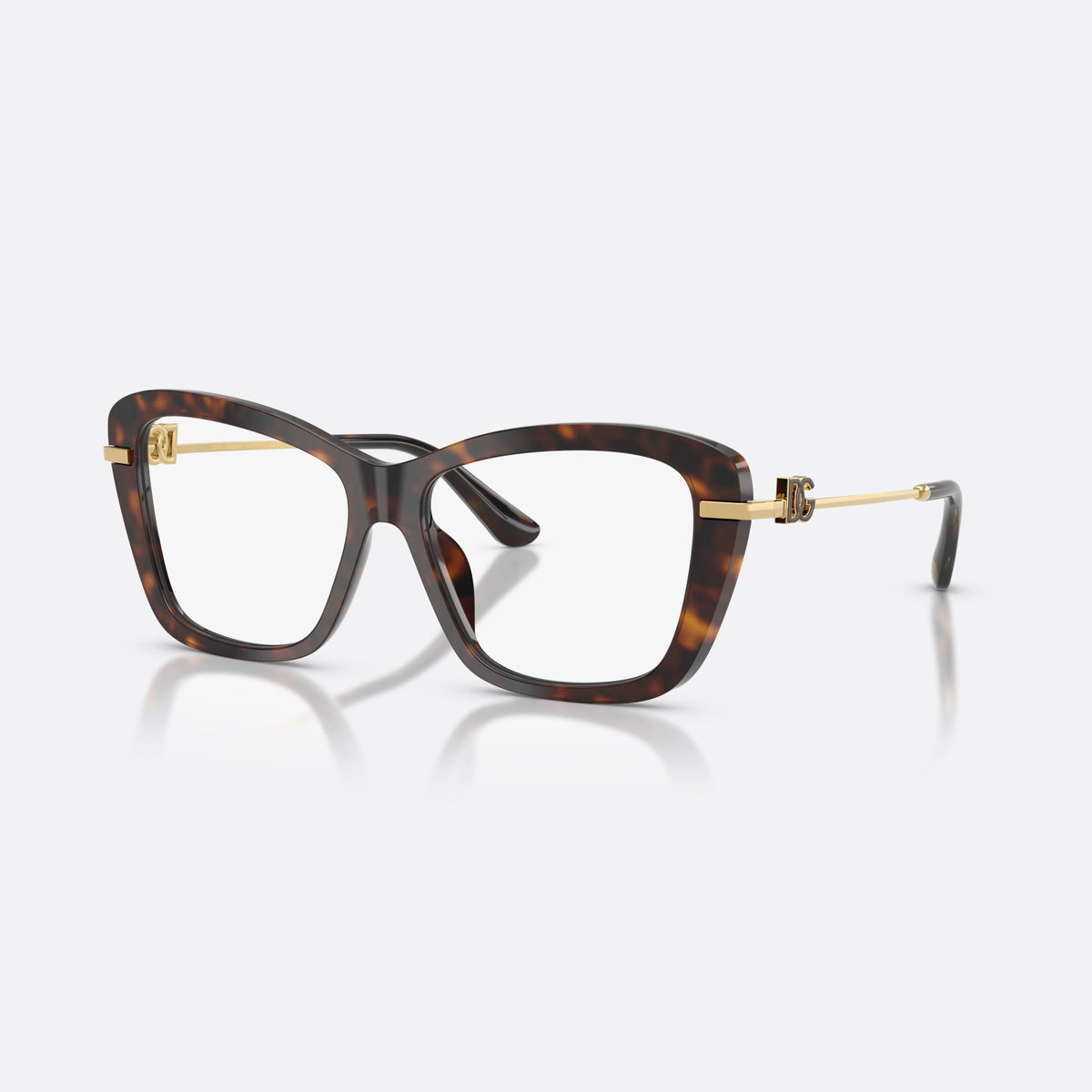 Dolce & Gabbana DG3439 502 eyeglasses, havana square frame for women, keyhole bridge, brand logo plaque on temples