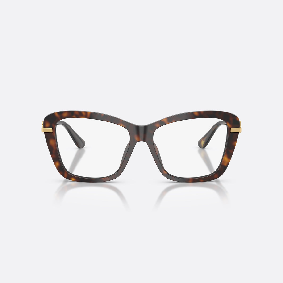 Dolce & Gabbana DG3439 502 eyeglasses, havana square frame for women, keyhole bridge, brand logo plaque on temples, front view