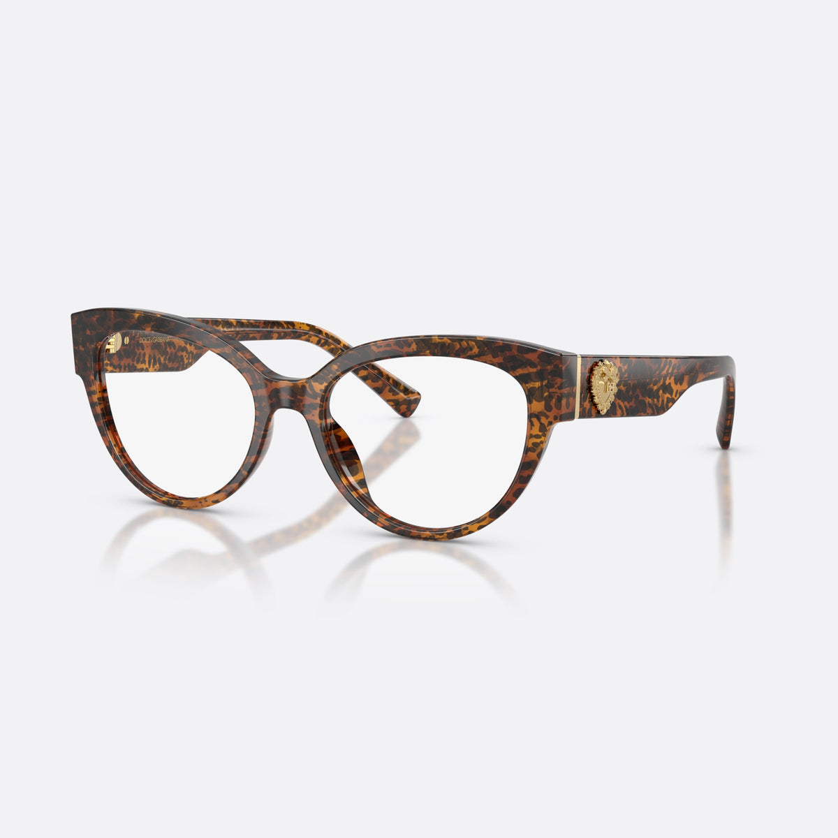 Dolce & Gabbana DG3440 3470 eyeglasses, brown cat eye frame for women, plain bridge, integrated with frame, slim tapered temples
