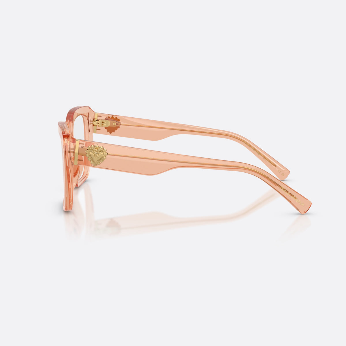 Rame ochelari de vedere Dolce & Gabbana DG3441 3226, patrati roz, pentru femei, punte simplă cu partea superioară curbată, ramă completă, vedere laterală