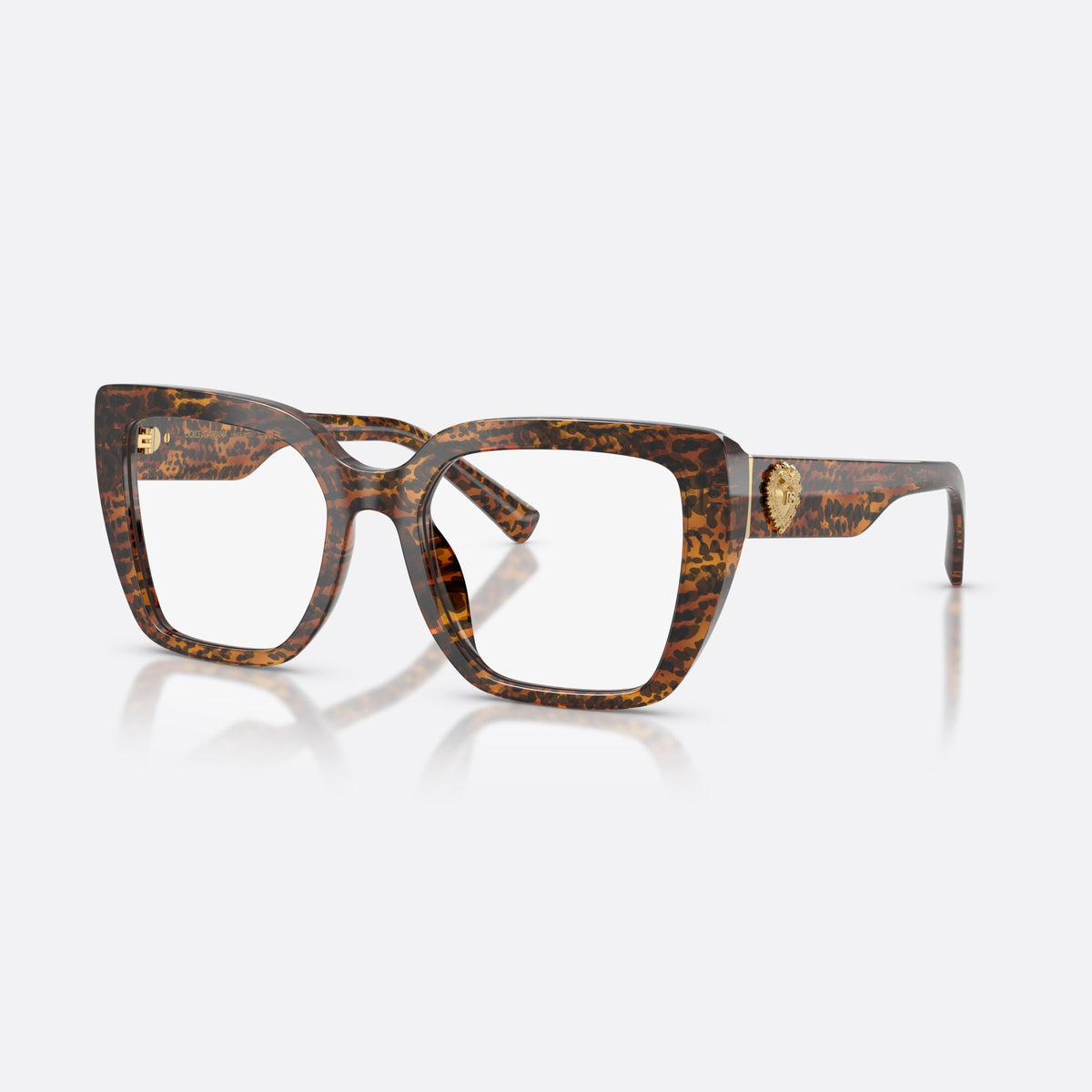 Dolce & Gabbana DG3441 3470 eyeglasses, brown square frame for women, keyhole bridge, brand logo plaque on temple