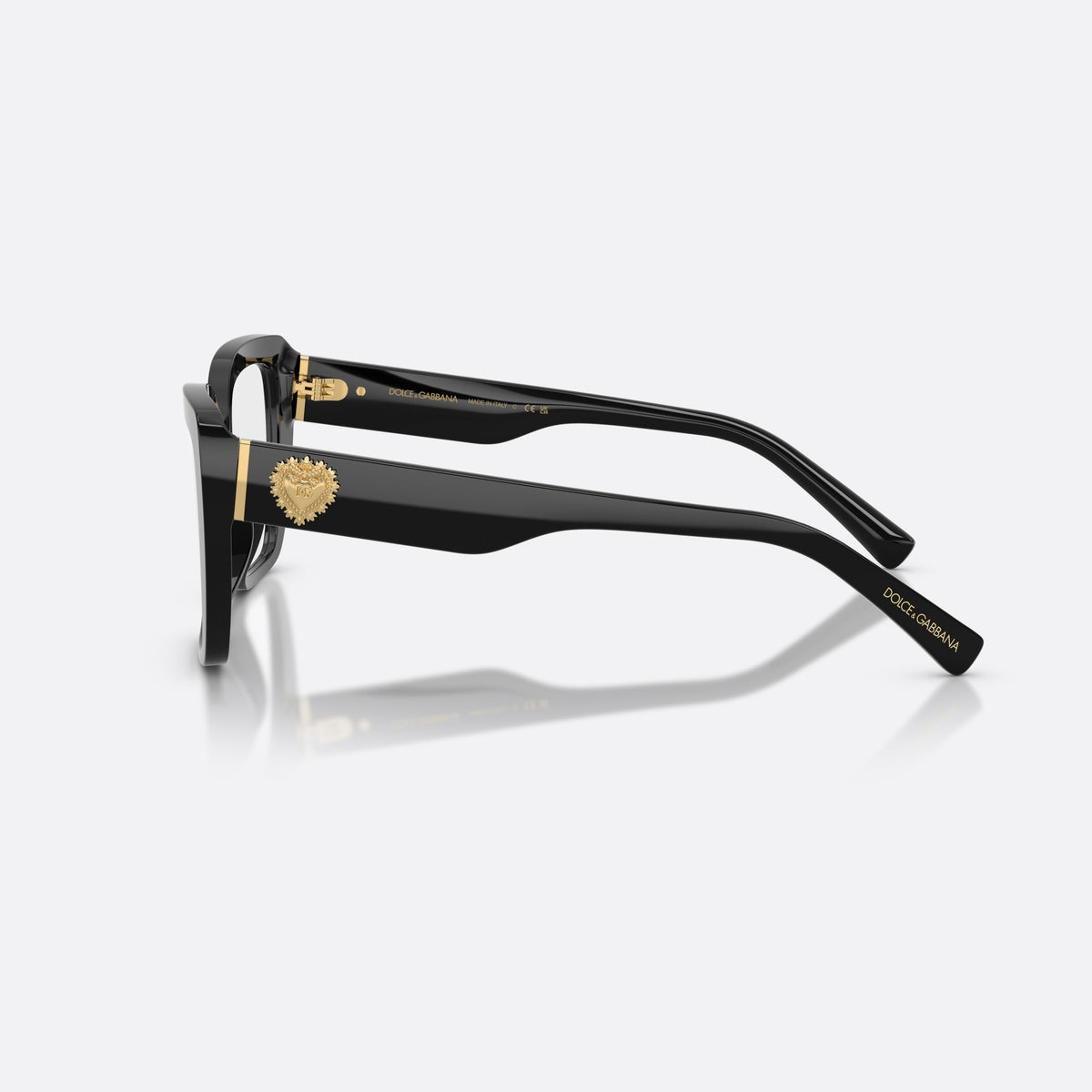 Rame ochelari de vedere Dolce & Gabbana DG3441 501, patrati negru, pentru femei, punte simplă, literele brandului pe braț, ramă completă, vedere laterală