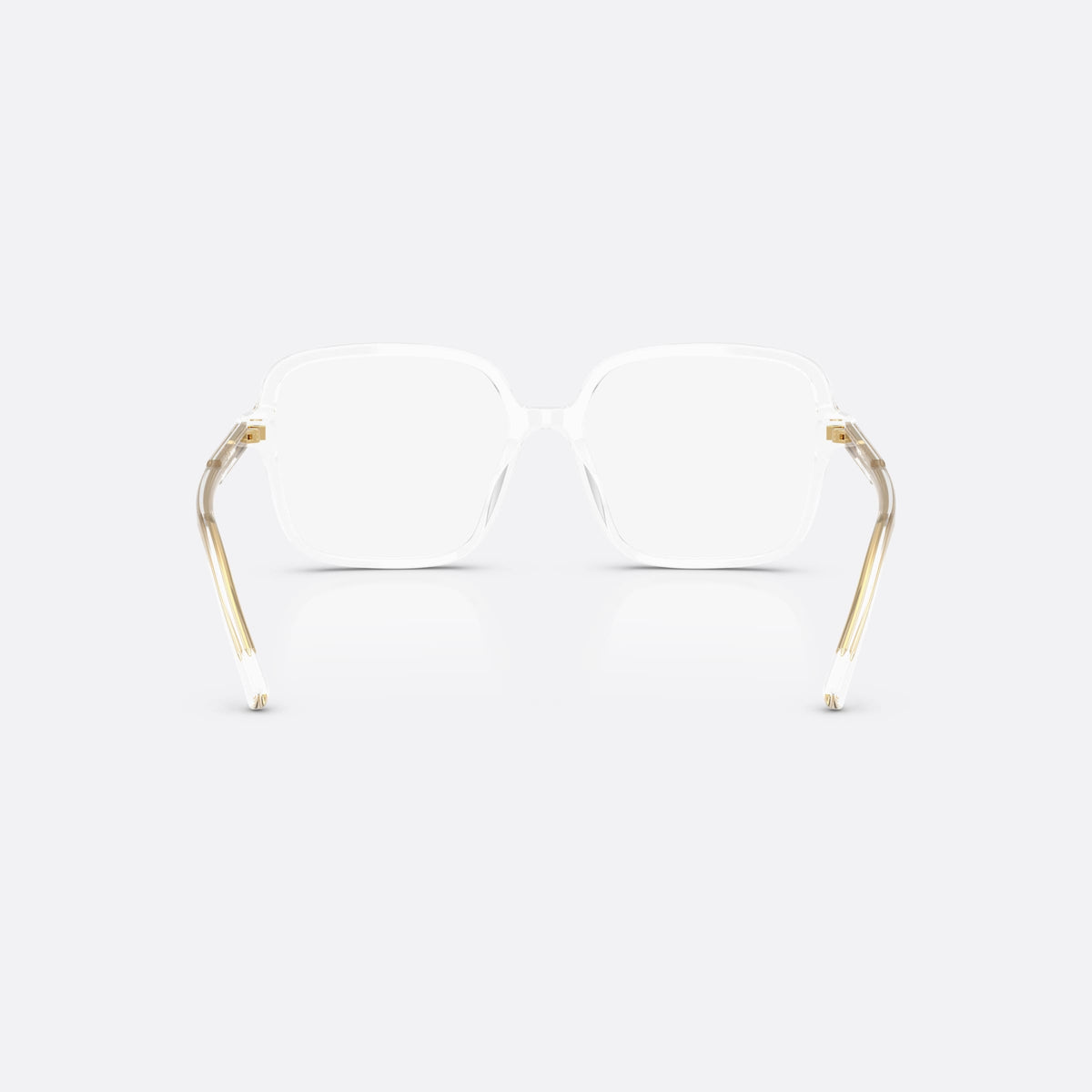 Dolce & Gabbana DG3442 3133 eyeglasses, clear square frame for women, plain integrated bridge, brand lettering on temples, back view