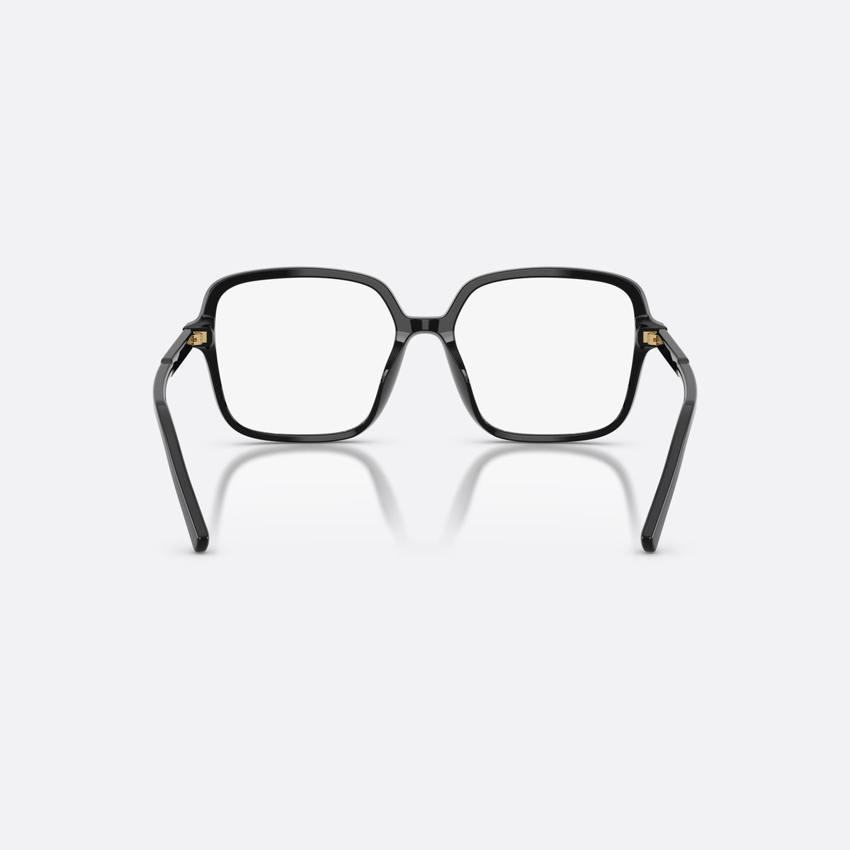 Dolce & Gabbana DG3442 501 eyeglasses, black square frame for women, plain bridge, brand lettering on temple, full-rim frame, back view