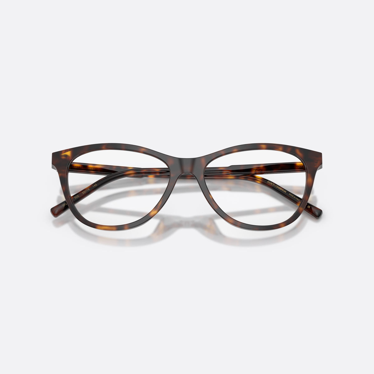 Dolce & Gabbana DG3443 502 eyeglasses, havana cat eye frame for women, plain bridge, integrated into frame, full-rim frame, folded