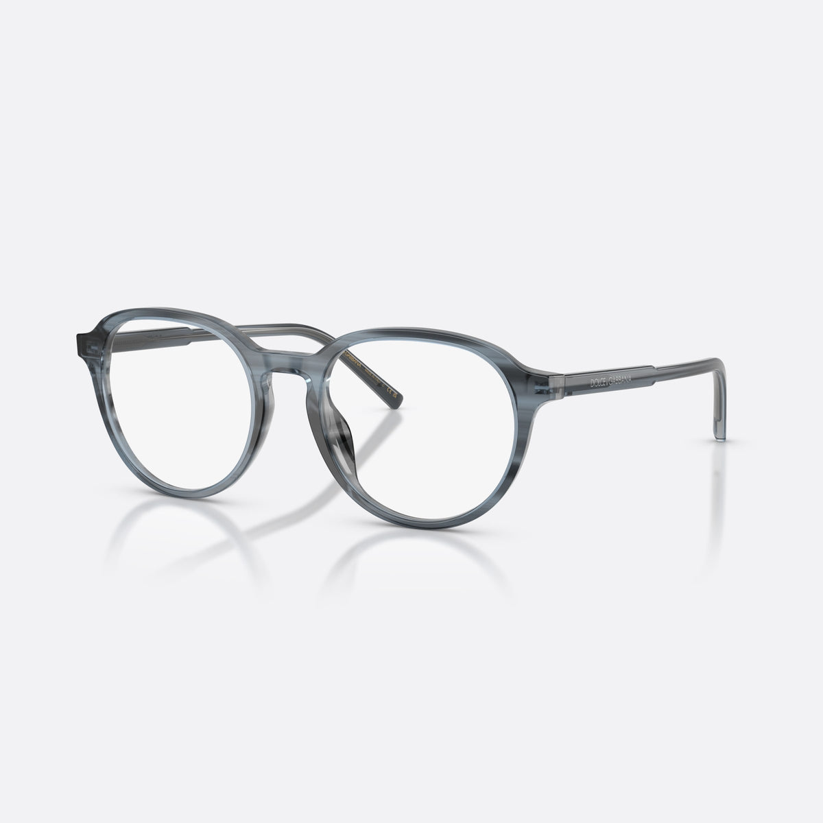 Dolce & Gabbana DG3444 3482 eyeglasses, blue phantos frame for men, brand lettering on temples, slim tapered temples