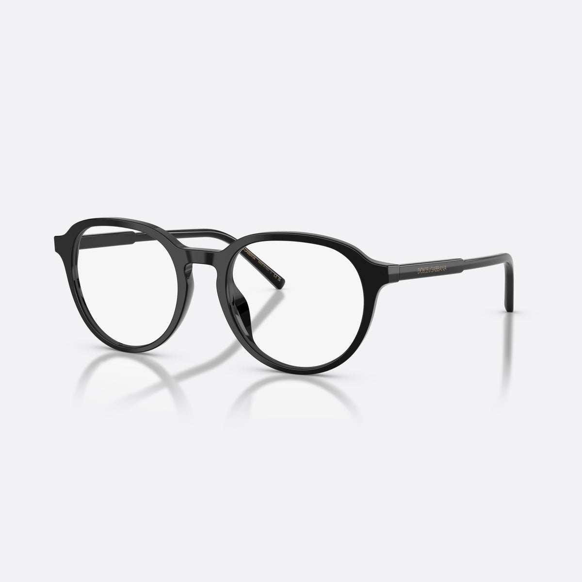 Dolce & Gabbana DG3444 501 eyeglasses, black phantos frame for men, brand lettering on temples, slim tapered temples