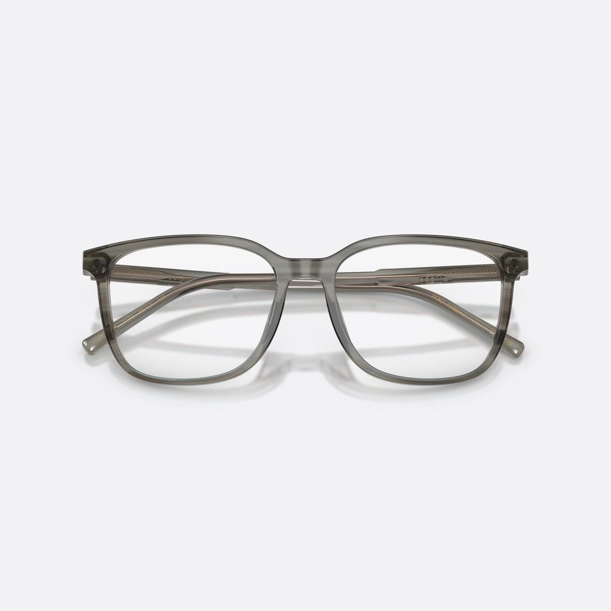 Dolce & Gabbana DG3445 3479 eyeglasses, grey square frame for men, plain integrated bridge, brand lettering on temples, folded