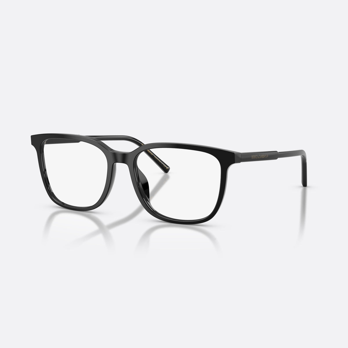 Dolce & Gabbana DG3445 501 eyeglasses, black square frame for men, plain bridge, brand lettering on temples, full-rim frame
