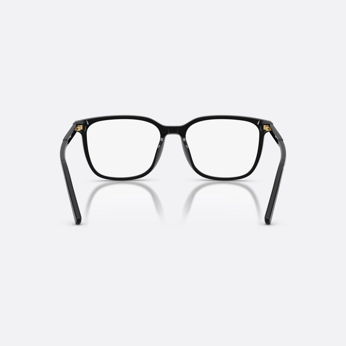 Dolce & Gabbana DG3445 501 eyeglasses, black square frame for men, plain bridge, brand lettering on temples, full-rim frame, back view