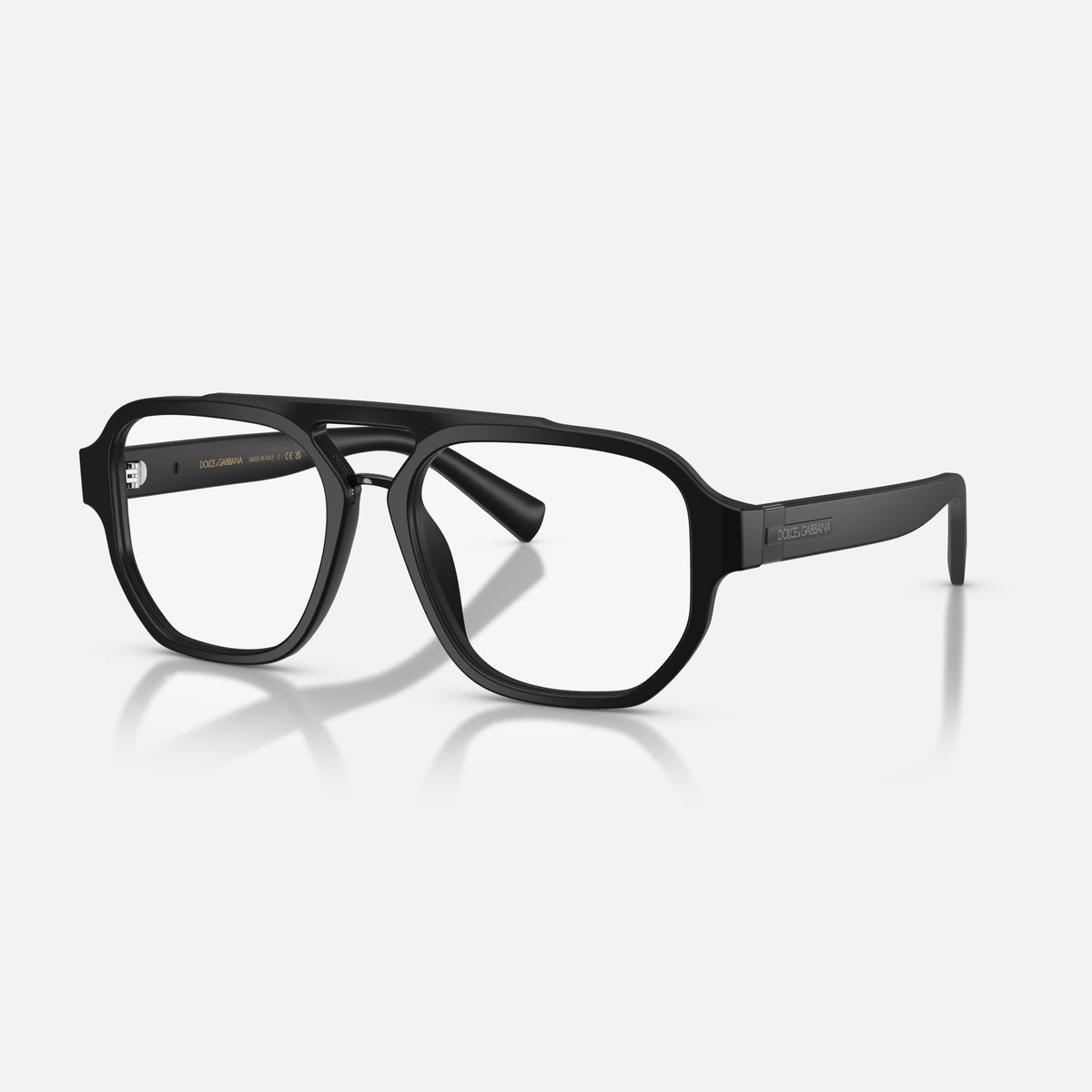 Rame ochelari de vedere Dolce & Gabbana DG3447 2525, pilot negru, pentru bărbați, punte dublă cu bară superioară, literele brandului pe brațe