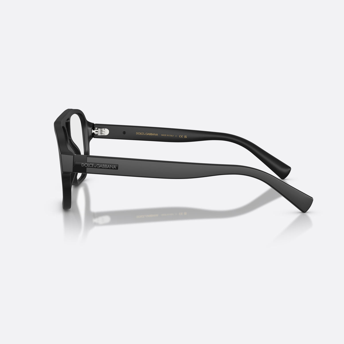 Rame ochelari de vedere Dolce & Gabbana DG3447 2525, pilot negru, pentru bărbați, punte dublă cu bară superioară, literele brandului pe brațe, vedere laterală