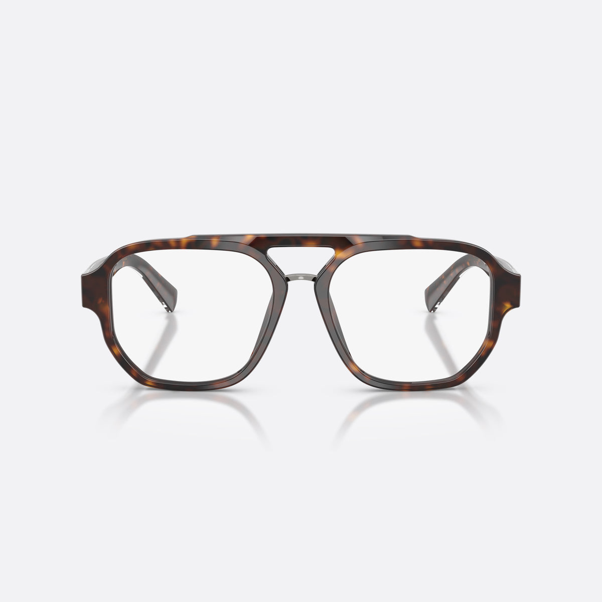 Dolce & Gabbana DG3447 502 eyeglasses, havana pilot frame for men, brand lettering on temples, wide temples with textured panel, front view