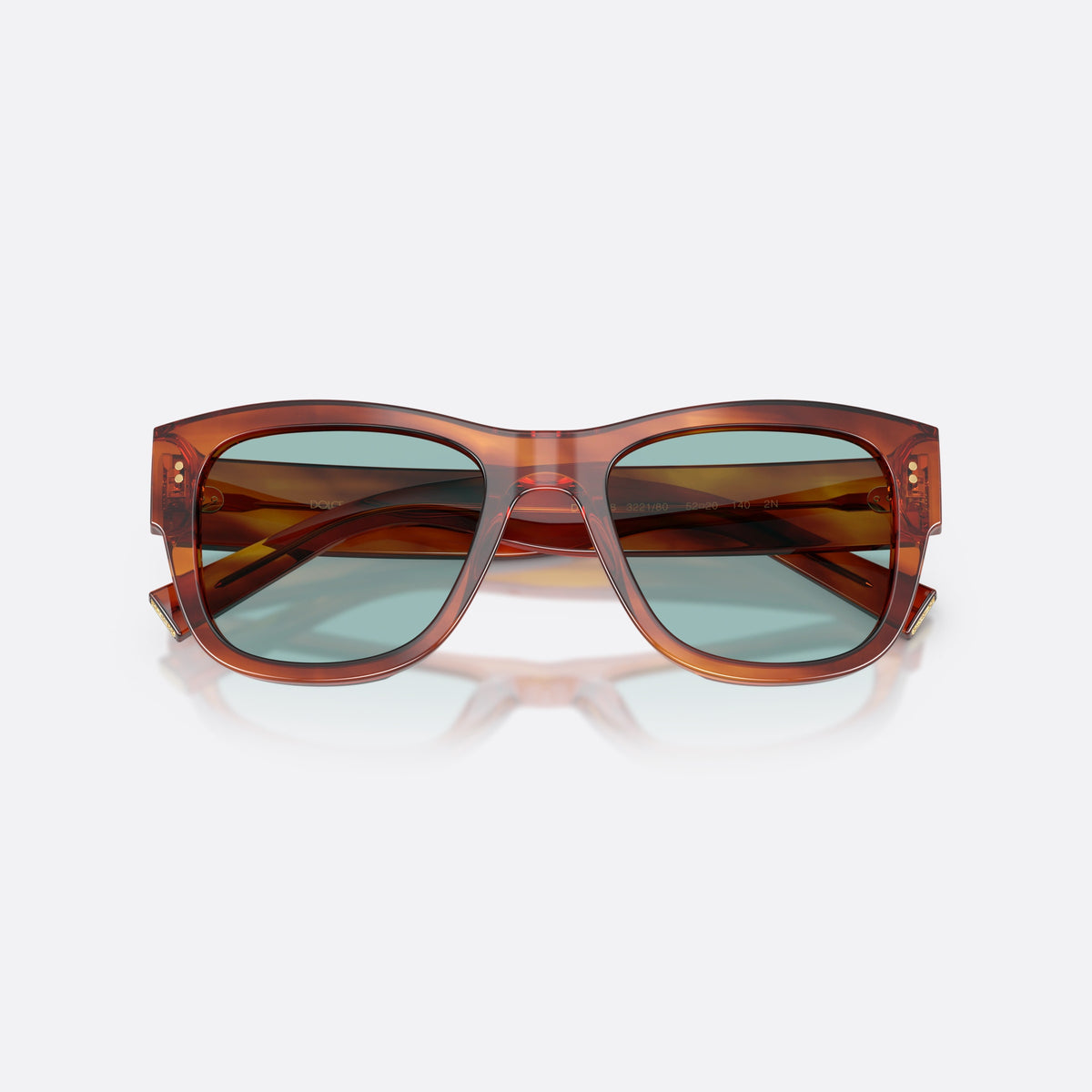 Ochelari de soare Dolce & Gabbana DG4338 322180, patrati havana, pentru bărbați, punte simplă din acetat, plăcuță cu logoul brandului pe braț, cu brațele pliate