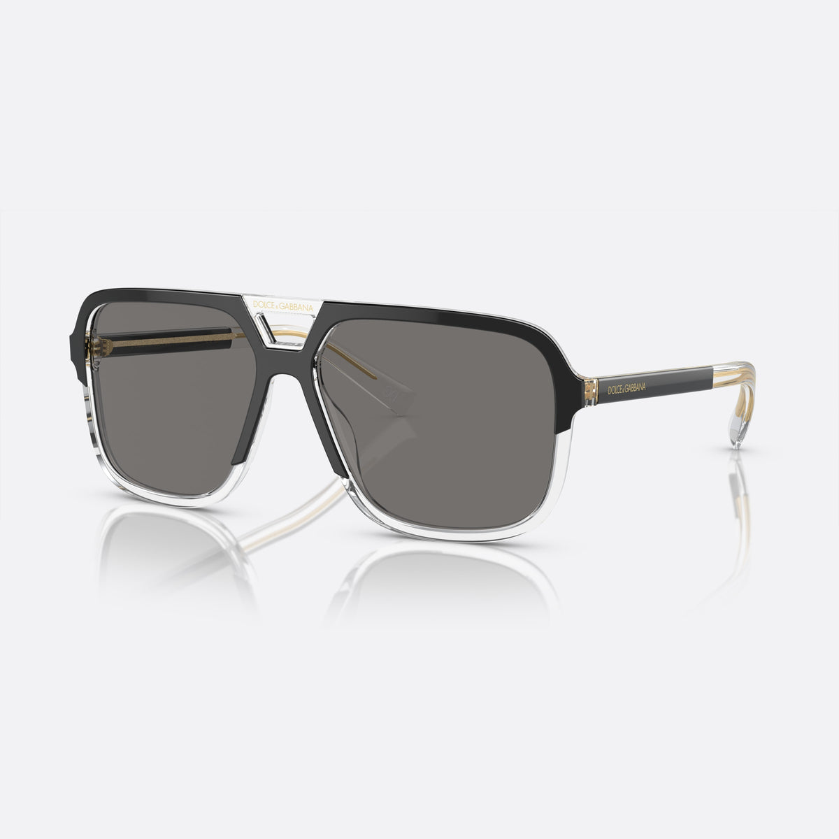 Ochelari de soare Dolce & Gabbana DG4354 501/81 B, patrati negru, pentru bărbați, punte dublă cu decupaj deschis, literele brandului pe brațe