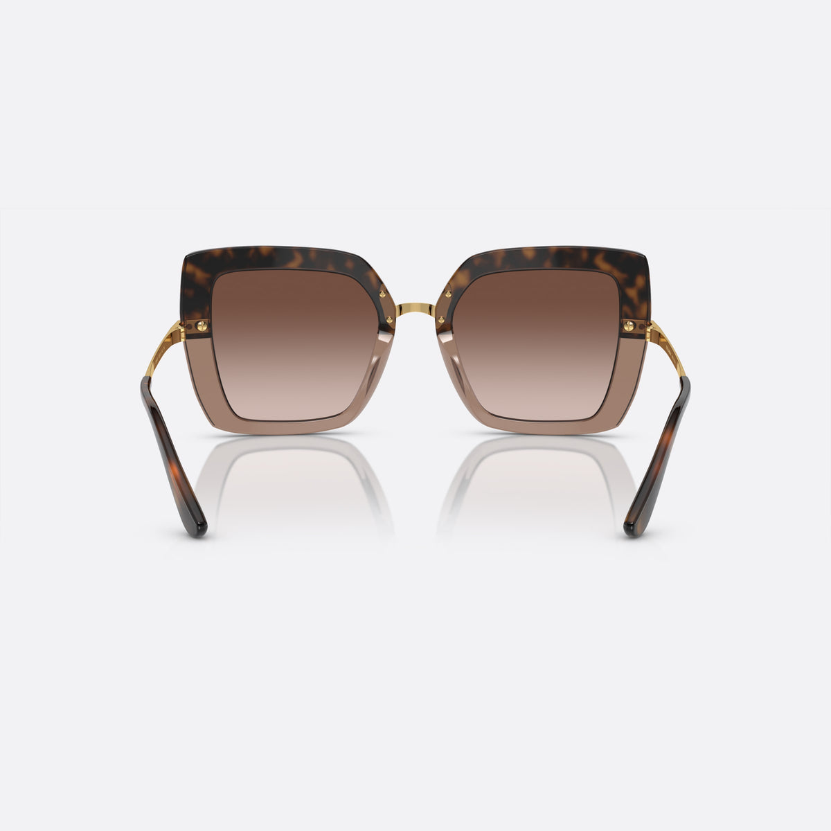 Ochelari de soare Dolce & Gabbana DG4373 3256/13, patrati țestoasă, pentru femei, punte metalică cu finisaj auriu, feronerie metalică aurie, vedere din spate