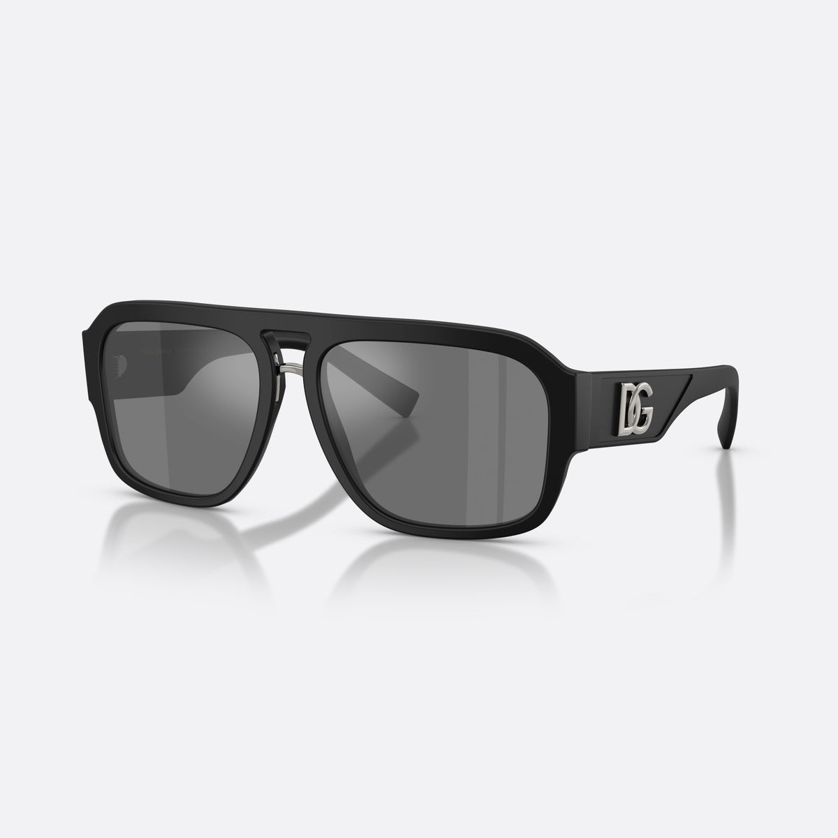 Dolce & Gabbana DG4403 25256G sunglasses, black pilot frame for men, keyhole bridge, brand logo plaque on temple