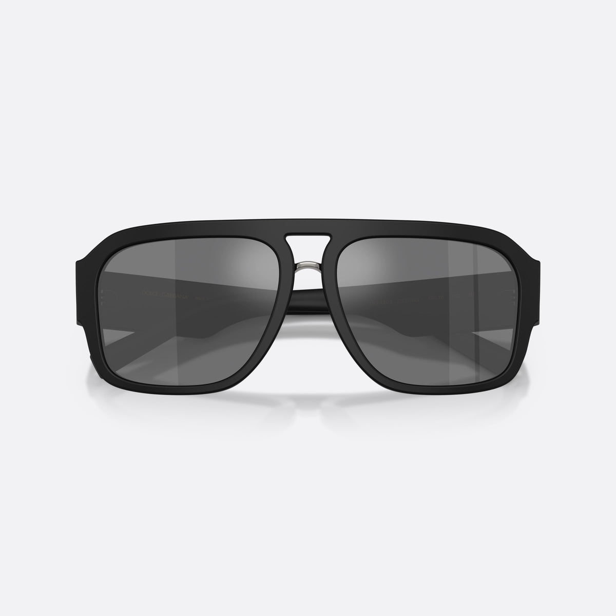 Dolce & Gabbana DG4403 25256G sunglasses, black pilot frame for men, keyhole bridge, brand logo plaque on temple, folded