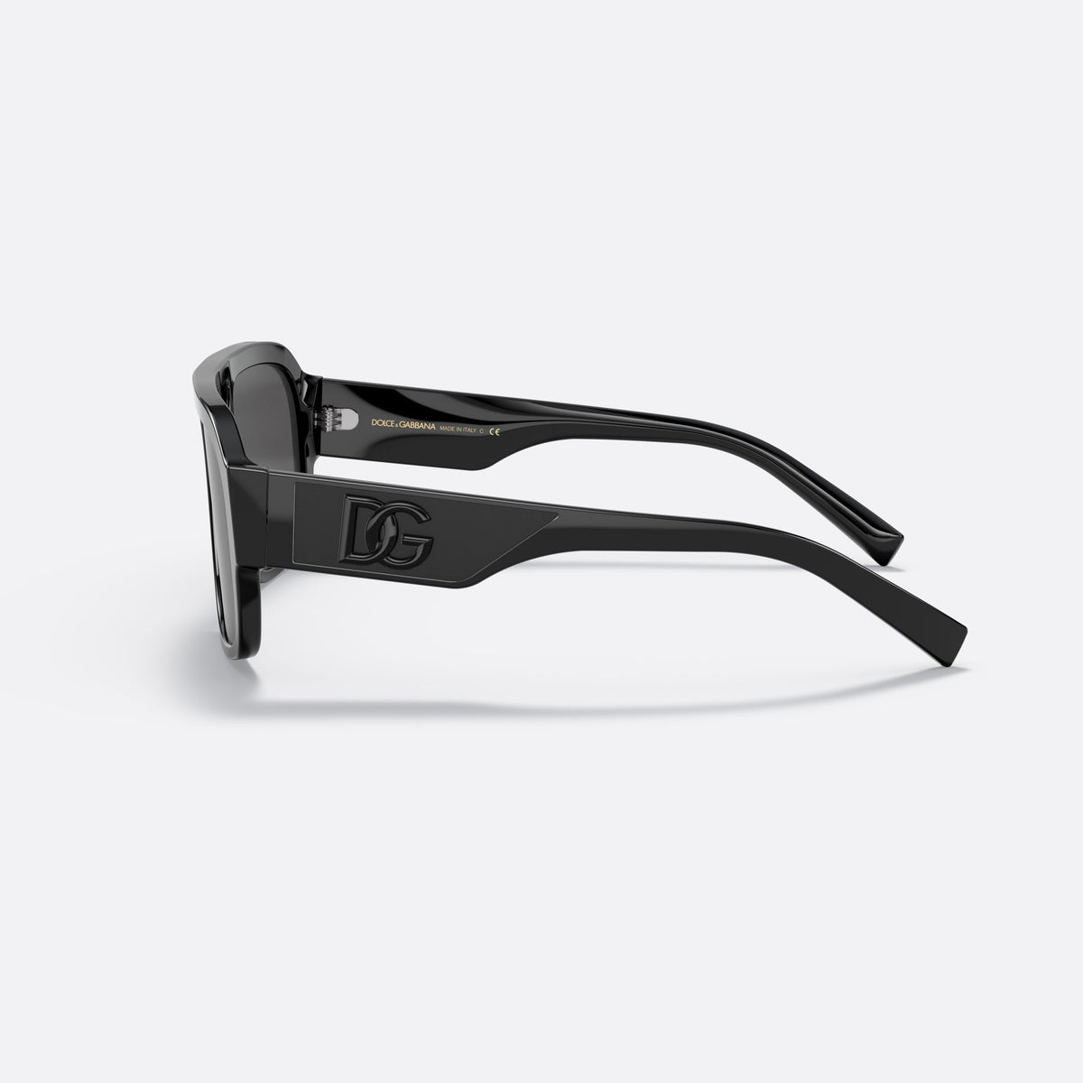 Ochelari de soare Dolce & Gabbana DG4403 501/87, pilot negru, pentru bărbați, punte keyhole, placă cu logoul brandului pe braț, vedere laterală
