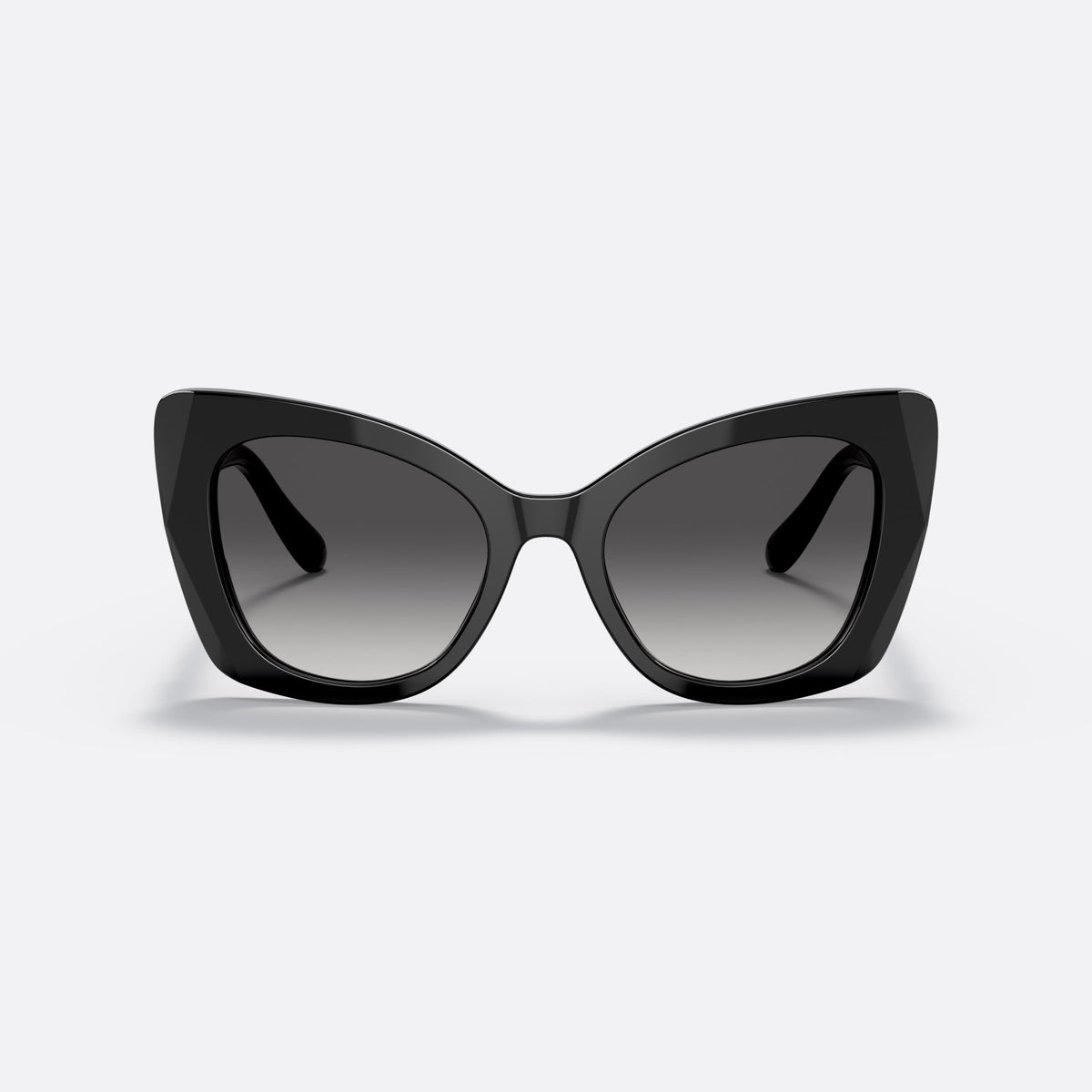 Dolce & Gabbana DG4405 501/8G sunglasses, black butterfly frame, unisex, plain bridge, brand logo on temple, wide tapered temples, front view