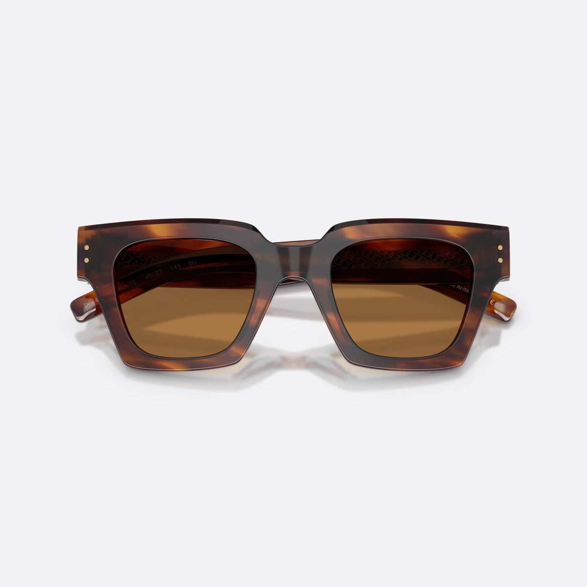 Ochelari de soare Dolce & Gabbana DG4413 306373, patrati havana, pentru bărbați, punte simplă, litere ale brandului pe braț, ramă completă, cu brațele pliate
