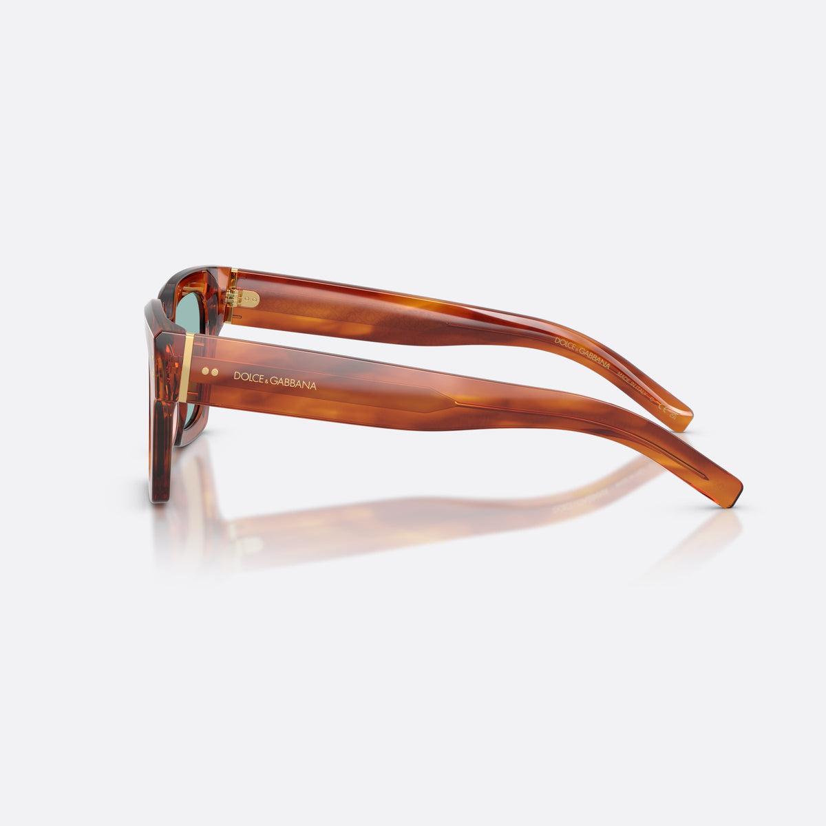 Ochelari de soare Dolce & Gabbana DG4413 322180, patrati havana, pentru bărbați, punte simplă, literele brandului pe brațe, ramă completă, vedere laterală