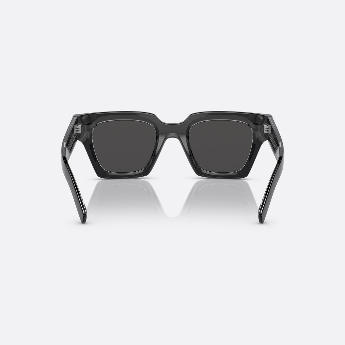 Ochelari de soare Dolce & Gabbana DG4413 675/R5, patrati negru, pentru bărbați, punte simplă, literele brandului pe brațe, nituri pe brațe, vedere din spate