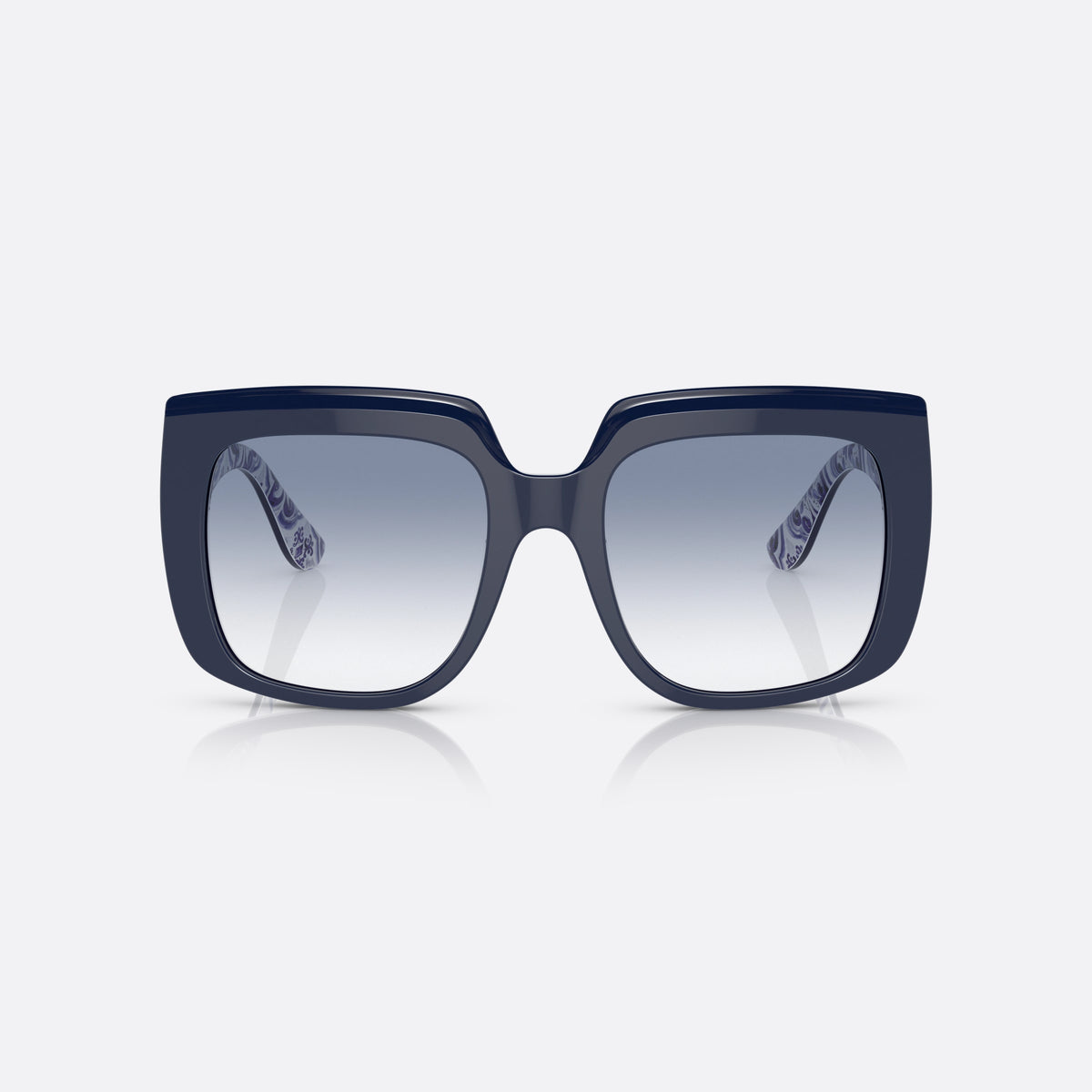 Dolce & Gabbana DG4414 341419 sunglasses, blue square frame for women, plain bridge, brand logo on temple, wide temples, front view