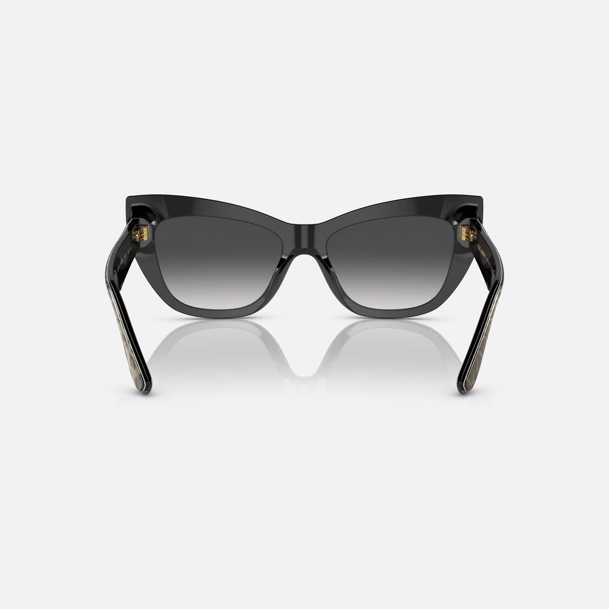 Dolce & Gabbana DG4417 3163/8G sunglasses, black cat eye frame for women, keyhole bridge, brand lettering on the temples, back view