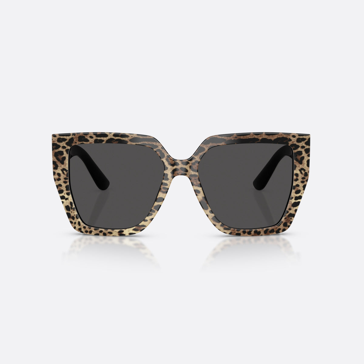 Dolce & Gabbana DG4438 316387 sunglasses, brown square frame for women, plain double bridge, gold-tone brand logo on temple, front view