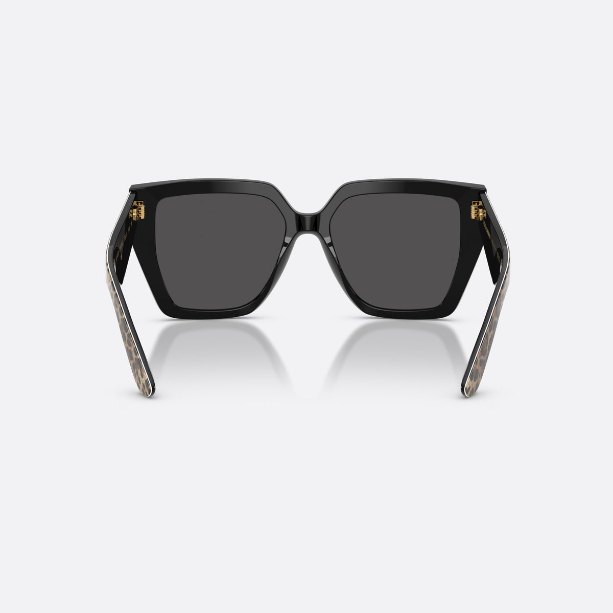 Dolce & Gabbana DG4438 316387 sunglasses, brown square frame for women, plain double bridge, gold-tone brand logo on temple, back view