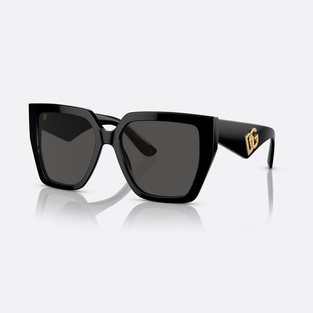 Dolce & Gabbana DG4438 501/87 sunglasses, black square frame for women, plain double bridge, brand logo on temples