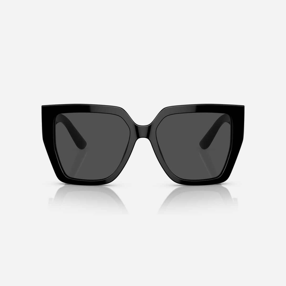 Dolce & Gabbana DG4438 501/87 sunglasses, black square frame for women, plain double bridge, brand logo on temples, front view