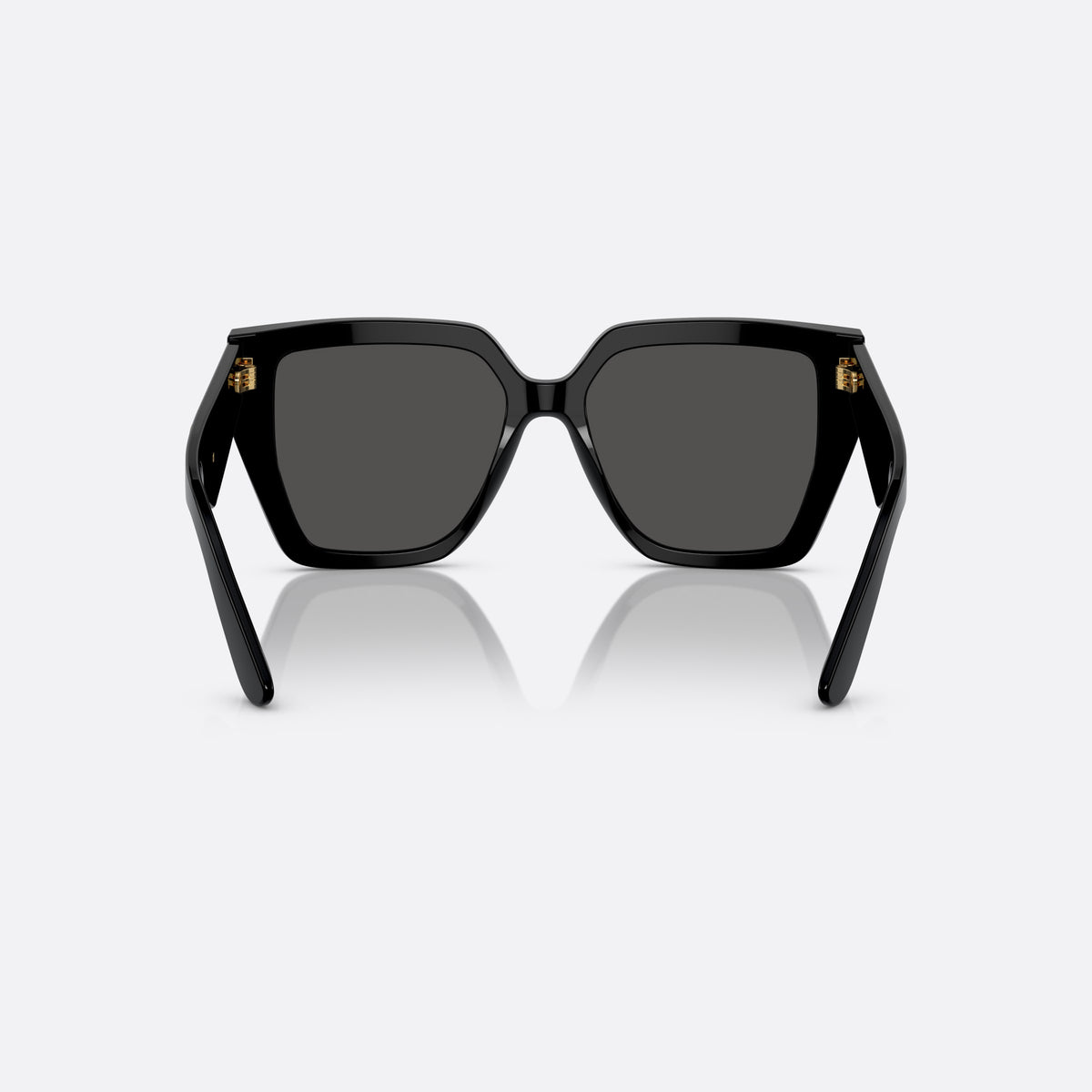Dolce & Gabbana DG4438 501/87 sunglasses, black square frame for women, plain double bridge, brand logo on temples, back view