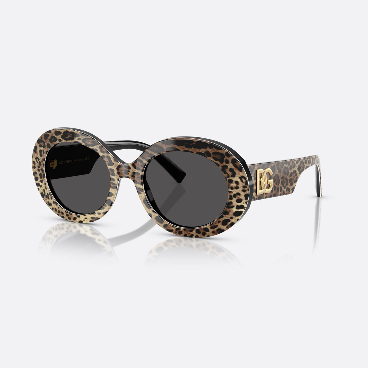 Dolce & Gabbana DG4448 316387 sunglasses, black oval frame for women, plain acetate bridge, brand logo on temples