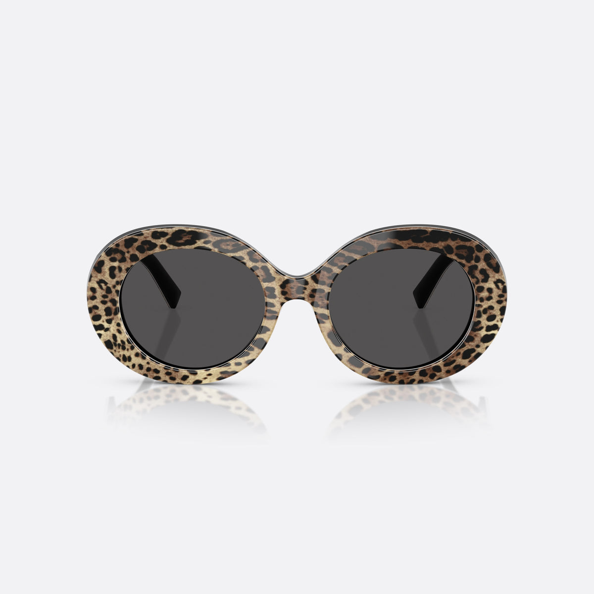 Dolce & Gabbana DG4448 316387 sunglasses, black oval frame for women, plain acetate bridge, brand logo on temples, front view